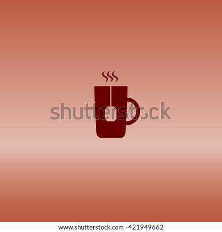 Flat paper cut style icon of hot tea cup. Vector illustration