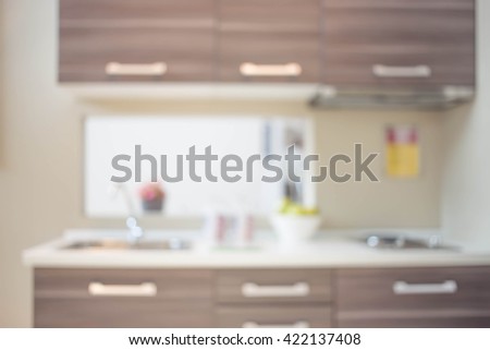 Blur Kitchen Room Interior of Background, product display template.