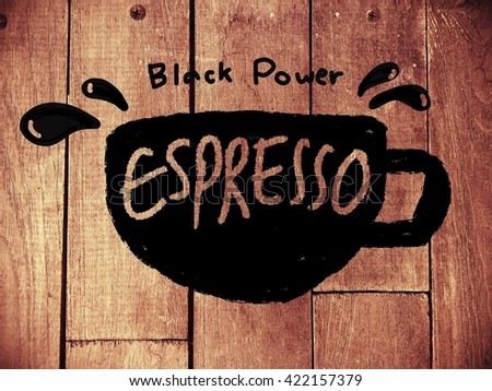 Espresso coffee cup on wood background