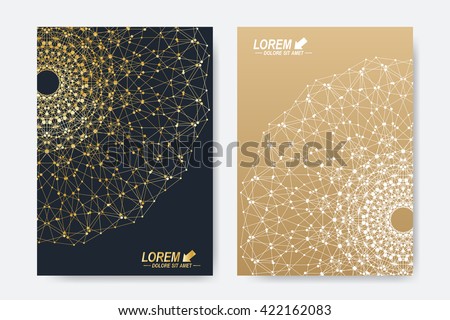 Modern vector template for brochure, Leaflet, flyer, cover, magazine or annual report. A4 size. Business, science, medicine and technology design book layout. Abstract presentation with golden mandala Royalty-Free Stock Photo #422162083