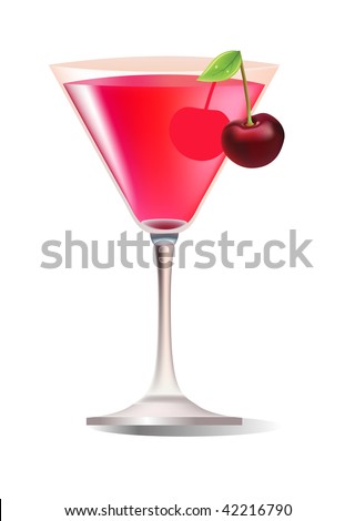 A vector glass of exotic cherry  cocktail