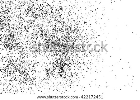 Splatter background. Black glitter blow explosion and splats on white background. Sprinkles spray drops. Grunge sparkles, blots and splashes. Grungy distress texture.