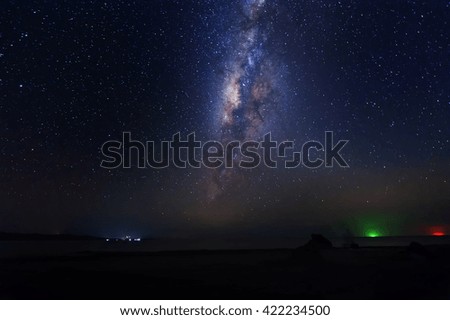 Long exposed milkyway galaxy. Image contain grain, soft focus and blur.