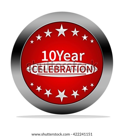 10 year celebration button isolated