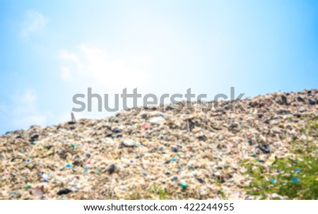 Blurry mountain pile of garbage,cause global warming