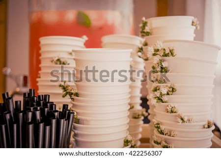 Stack of colorful coffee paper cup