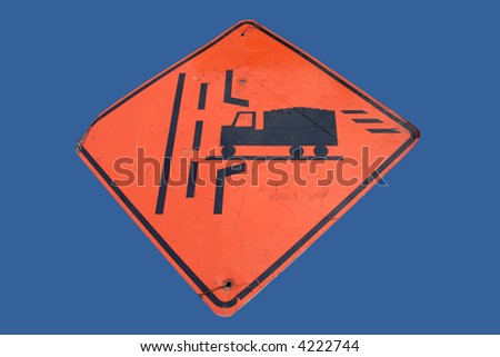 Caution trucks crossing sign isolated on blue