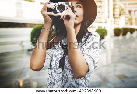 Travel Tourism Camera Photograph Wanderlust Concept Royalty-Free Stock Photo #422398600