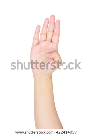 isolated woman hand shows the number four