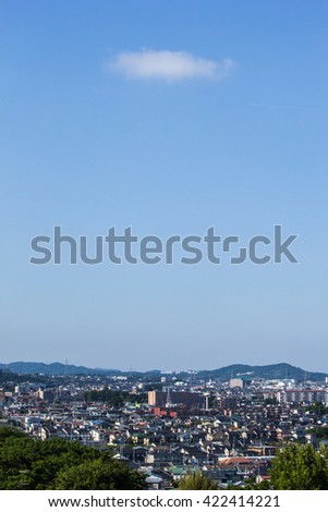 city view with clear blue sky