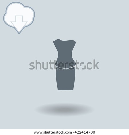 Dress icon with shadow. Cloud of download with arrow.