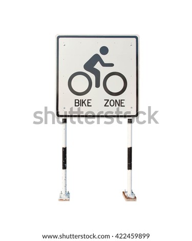 Signs area for bicycle isolated background.