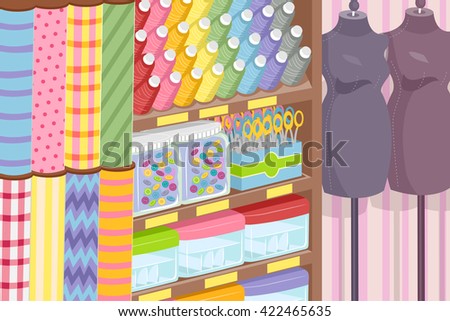 Illustration Featuring a Textile Shop