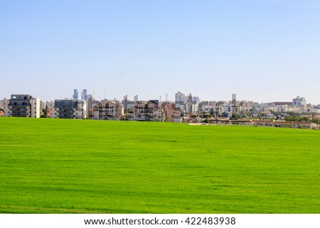 Green field front of Beer Sheva, Israel