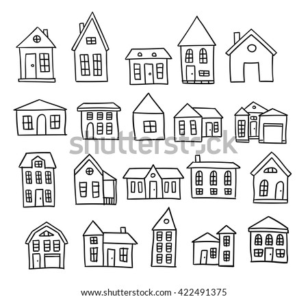 Hand drawn house vector set