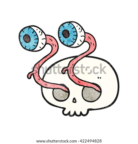 gross freehand drawn texture cartoon skull with eyeballs