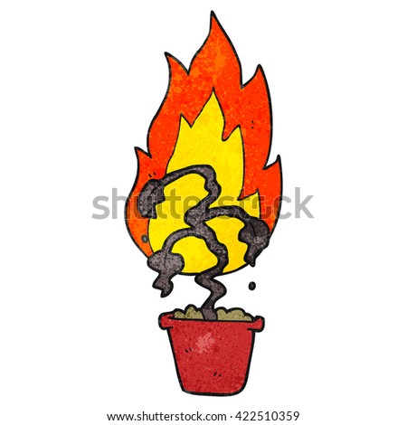 freehand drawn texture cartoon burning plant