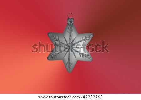Christmas decoration silver snowflake on red gradient background