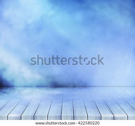 Wood floor on ice background. Cool concept.