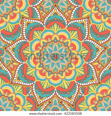 Mandala vector seamless pattern. Vintage decorative elements. Hand drawn tiles background. Islam, Arabic, Indian,turkish,pakistan,chinese, ottoman motifs.