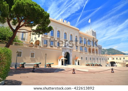 Beautiful building of Prince's Palace in Monaco-ville, Monaco