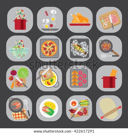 Flat meal icons.