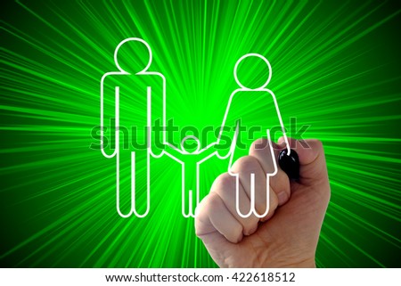 Family  with one child protection concept