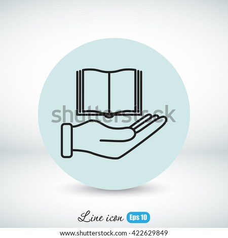 Line icon- Hand and book