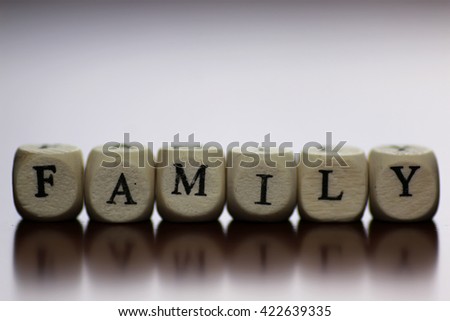 text family letter cube