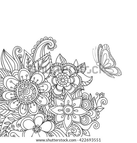 Drawn by hand beautiful flowers made in a vector. 