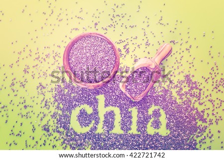 Healthy Chia seeds with shia sign close-up.