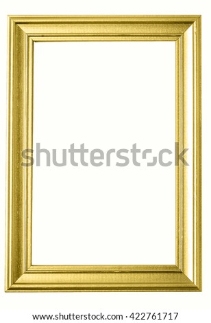 Isolated golden photo frame on white background
