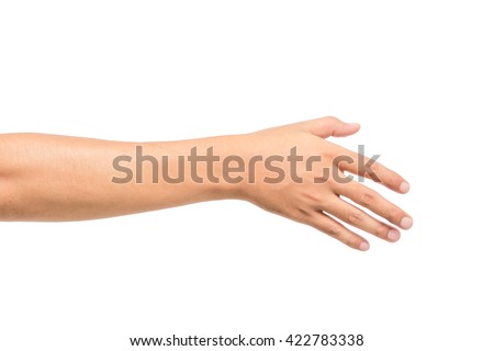 Empty  man hand on white background,This picture has been cut path