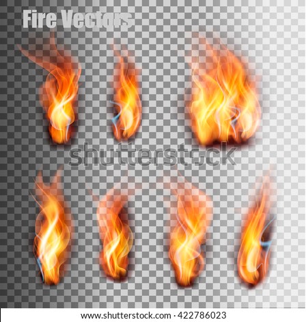 Fire flames set. Vector.