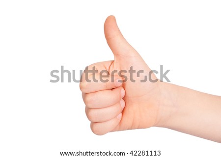 Hand of the little boy on a white background
