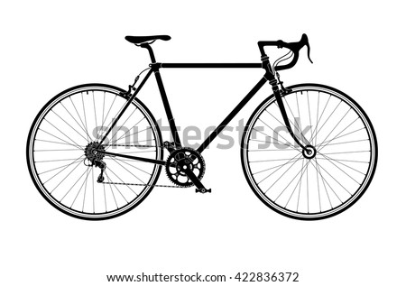 Classic mens town, road bike silhouette, detailed vector illustration.