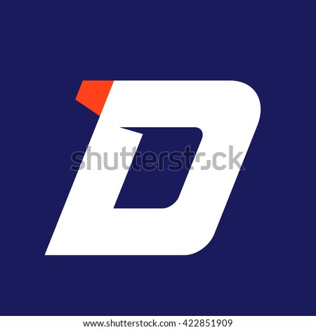 D letter sport logo design template. Typeface for sportswear, app icon, corporate identity, labels or posters.