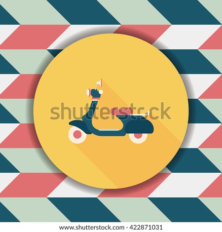 Transportation scooter flat icon with long shadow,eps10