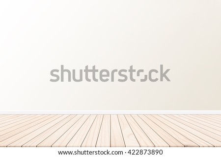 Wood terrace with a background cement wall design ideas within the building.Wood floors on background cream color. Royalty-Free Stock Photo #422873890