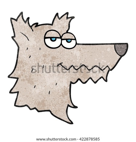 freehand textured cartoon wolf head