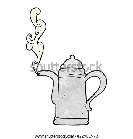 freehand textured cartoon steaming coffee kettle