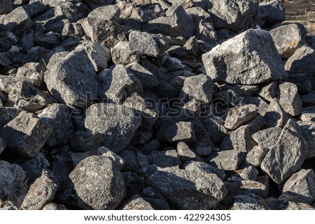 Big gray stones. Grey stones and rocks texture background. Stone surface. Abstract background textured of many granite rough stones.  Sweden, swedish nature. Filled frame picture.