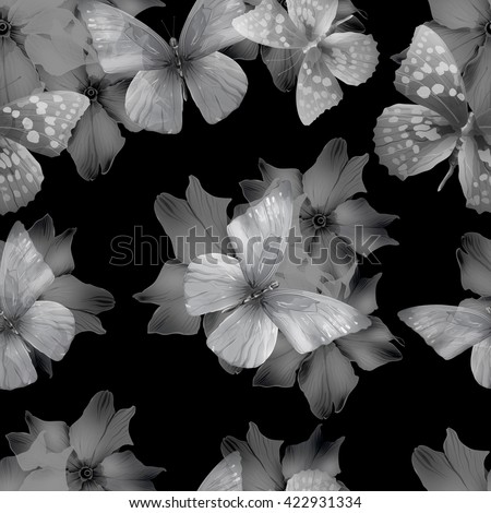 seamless pattern with butterflies, vector illustration, clip-art