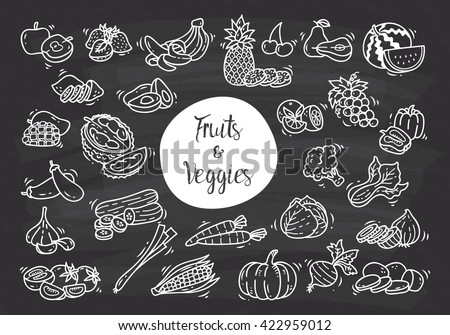 Fruit and vegetables doodle