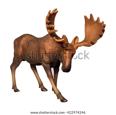 Beautiful collectible figure of an elk on white background.