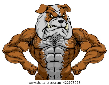 Cartoon tough mean strong bulldog sports mascot