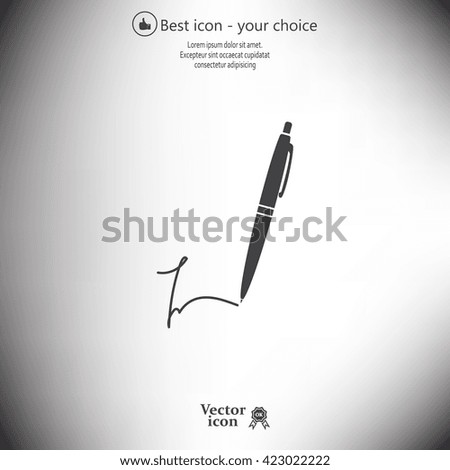 Signature and pen vector icon