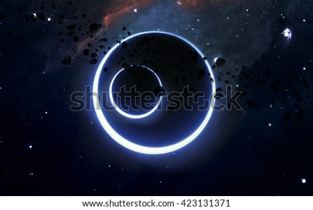 Scientific background - black hole, nebula in deep space, glowing mysterious universe. Elements of this image furnished by NASA 