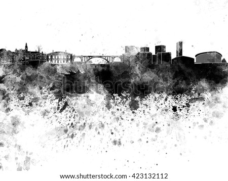 Luxembourg skyline in watercolor on white background