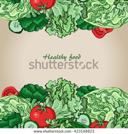 sketch of green vegetables, vector set